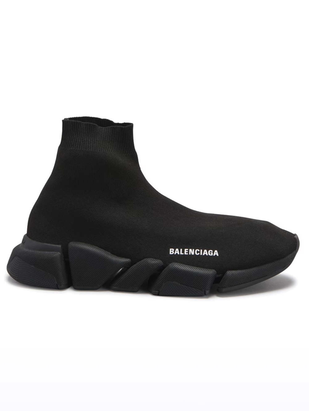Balenciaga Black Sock Sneakers with White Logo